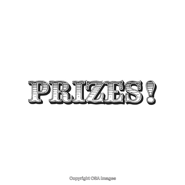 Bold Typographic Design Highlighting the Word 'Prizes' with Exclamation Mark