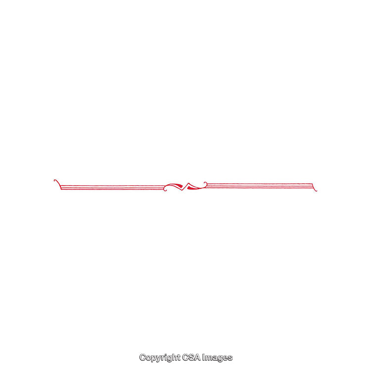 Minimalistic Red Decorative Divider With Ornamental Swirl Design