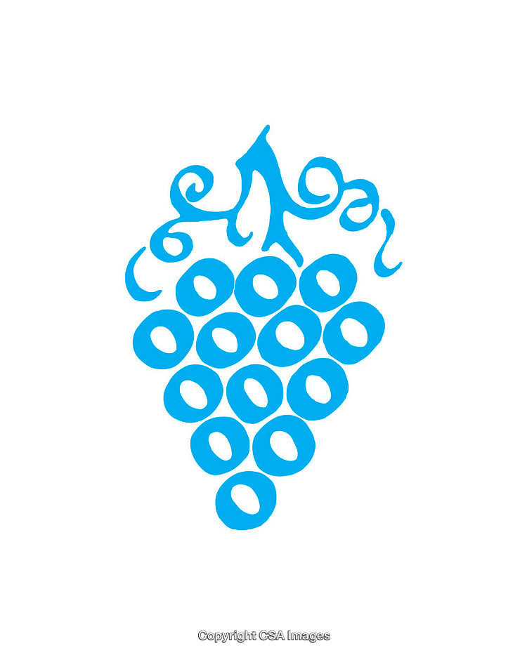 Blue Stylized Grapes Icon with Abstract Design on White Background