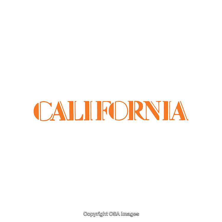 Orange Bold Text Design Featuring California on White Background