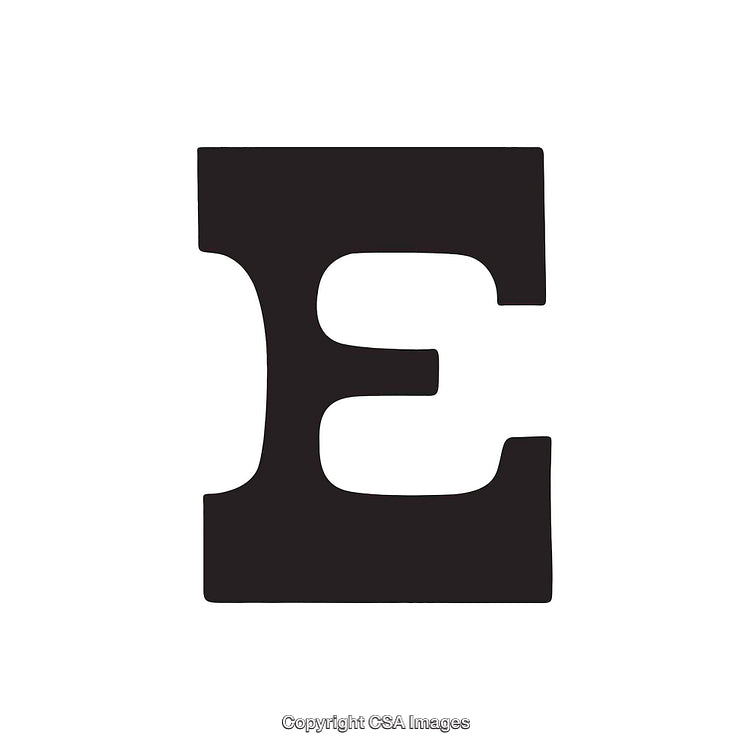 Bold Black Letter E on a White Background