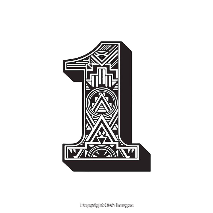Stylized Number One with Artistic Intricate Patterns