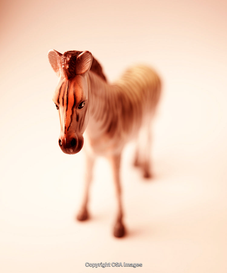 Close-Up of a Zebra Figurine with Warm Lighting and Soft Focus