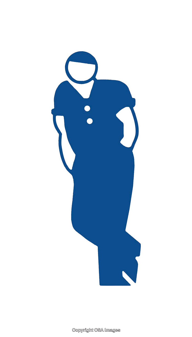 Minimalist Icon of a Standing Person in Blue Silhouette Design