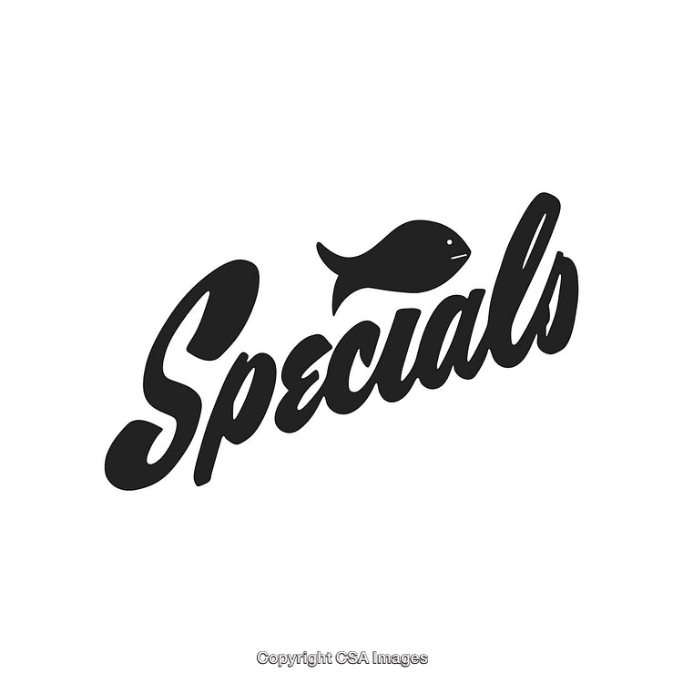 Stylized Text Logo With Fish Design Highlighting Daily Specials Theme