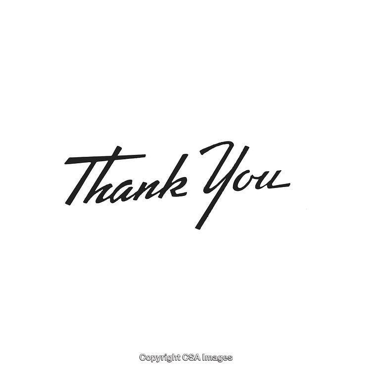 Thank You Note in Elegant Handwritten Calligraphy on White Background