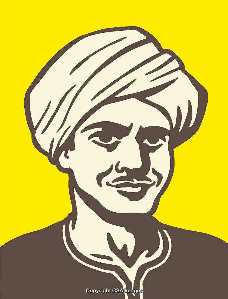 Colorful Line Art Representation of a Person in Traditional Attire