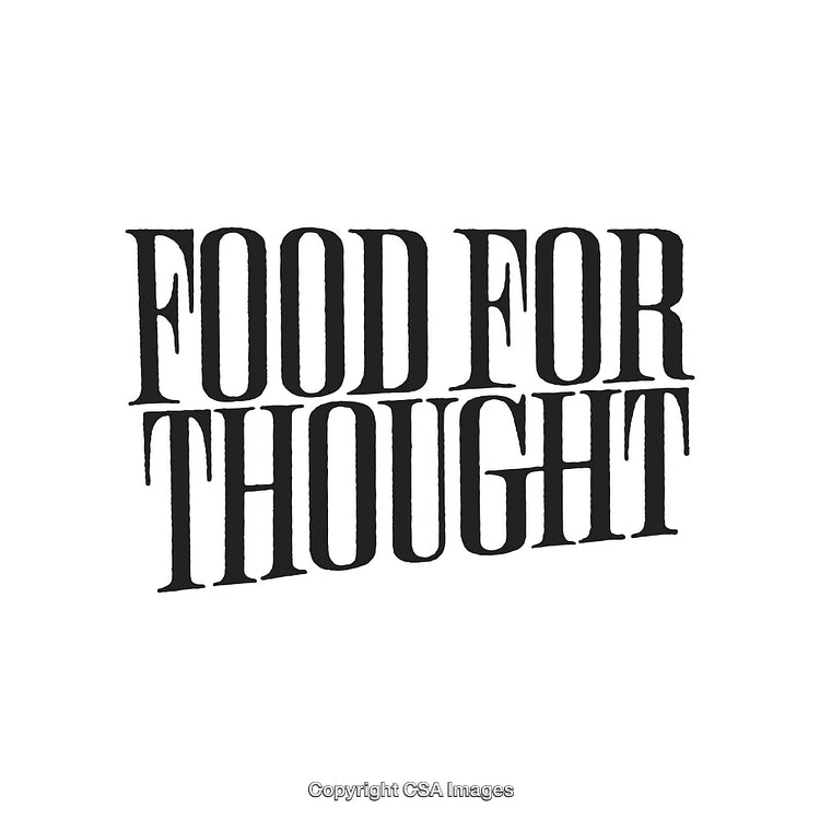 Stylized Text Design Featuring the Phrase Food for Thought in Bold Type