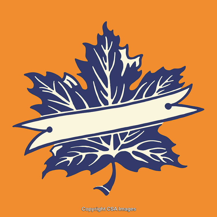 Decorative Leaf Illustration with Abstract Ribbon on Vibrant Background