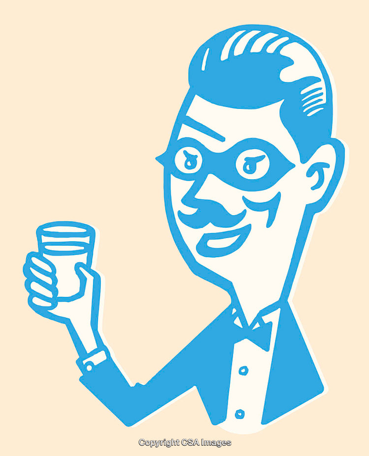 Blue Line Art And Cheerful Expression Illustration of a Stylish Man