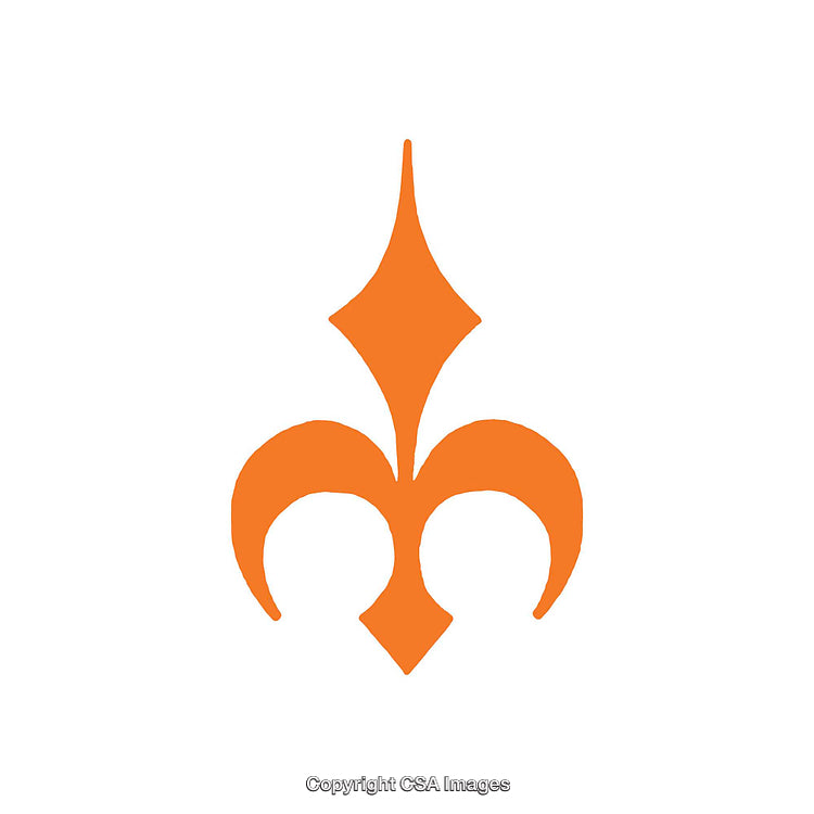 Bright Orange Fleur-de-Lis Design on a Clean White Background