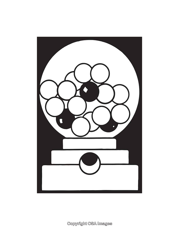 Black and White Line Art Illustration of a Bubble Gum Machine