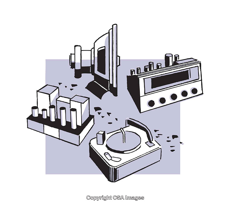 Abstract Illustration of Audio Equipment Components in Modern Style