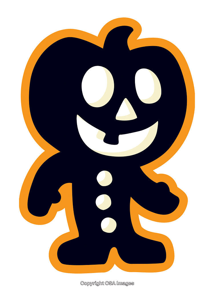 Cartoon Jack-O'-Lantern Figurine Illustrated in a Vibrant Halloween Style