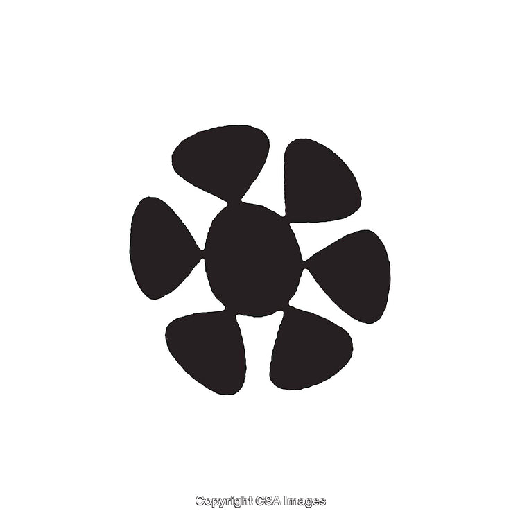 Black and White Abstract Five-Leaf Flower Symbol