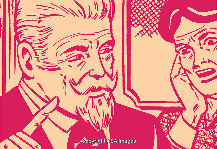 Retro Illustration of a Conversation Between A Man and Woman in Vibrant Colors