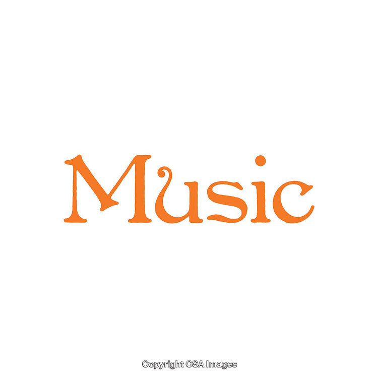 Orange Musical Typography Design with Artistic Style on White Background