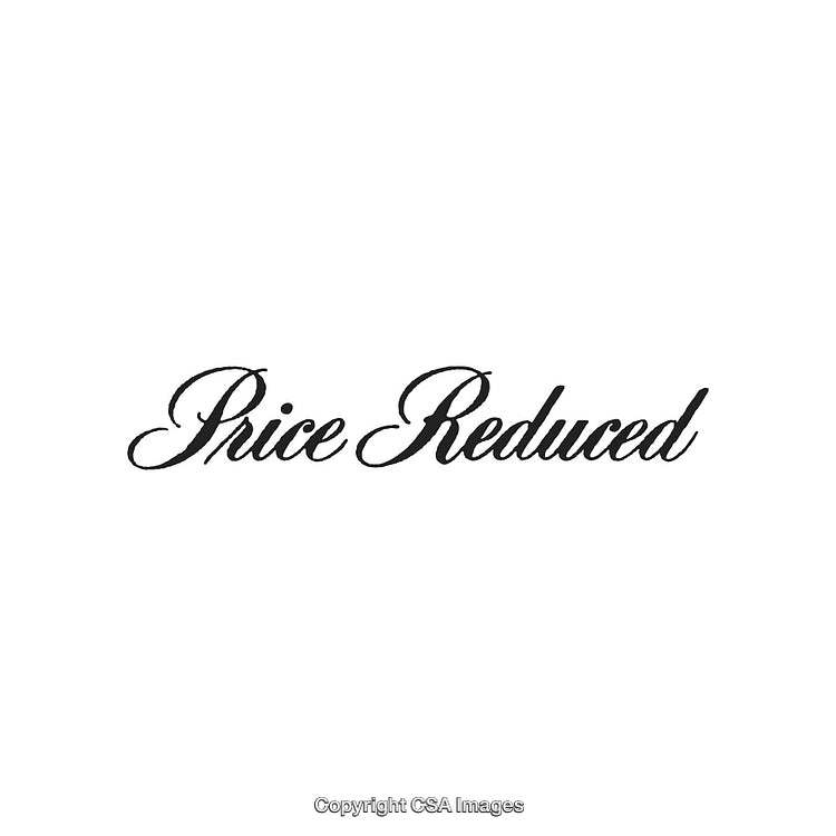 Elegant Script Highlighting Price Reduction on White Background