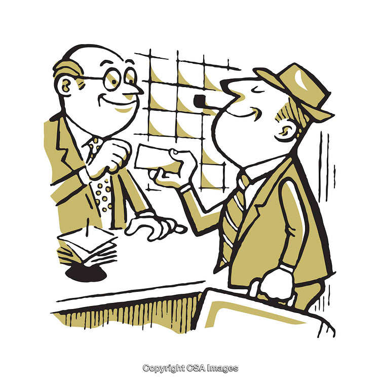 Friendly Business Interaction in a Retro Style Illustration