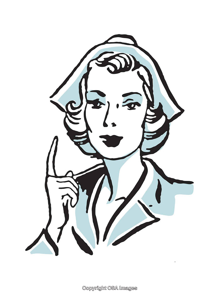 Retro Style Illustration of a Professional Woman Showing Attentive Gesture