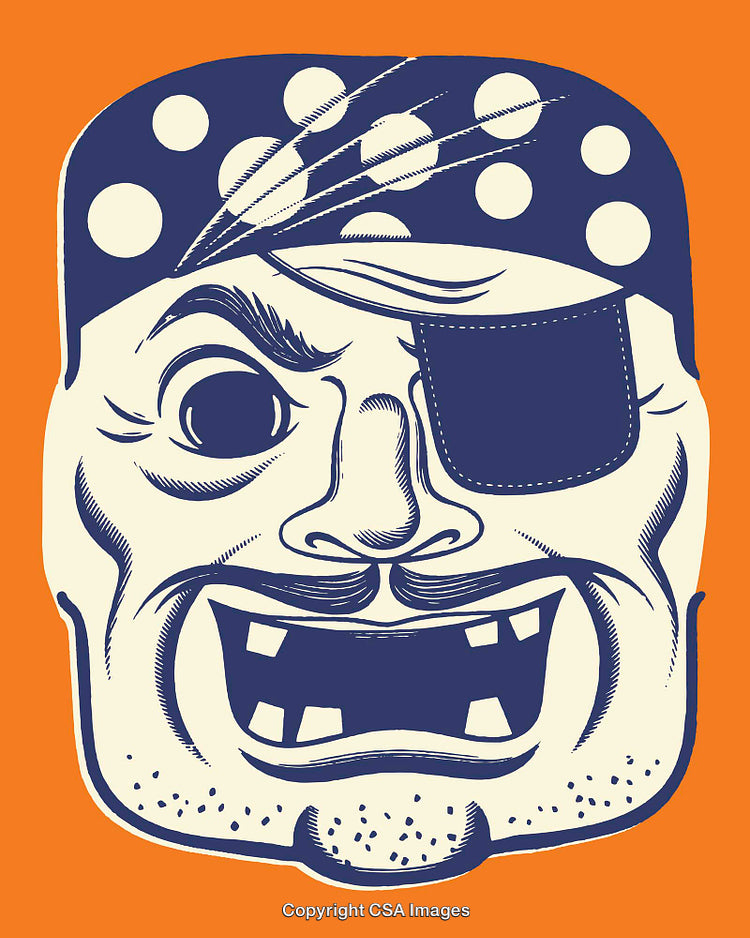 Colorful Pirate Face Illustration with Bold Expressive Design