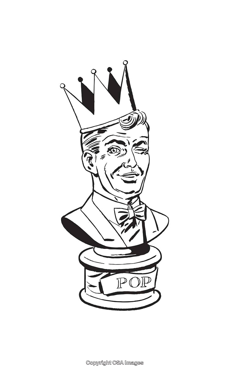 Black and White Line Art of a Crowned Gentleman Bust Illustration