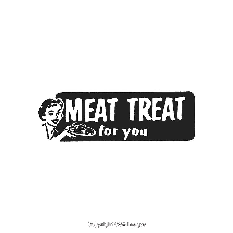 Retro Inspired Meat Treat Advertisement With Vintage Woman Illustration