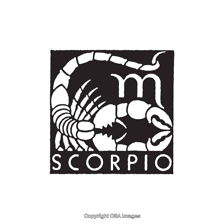 Vintage Black and White Illustration of the Scorpio Zodiac Symbol