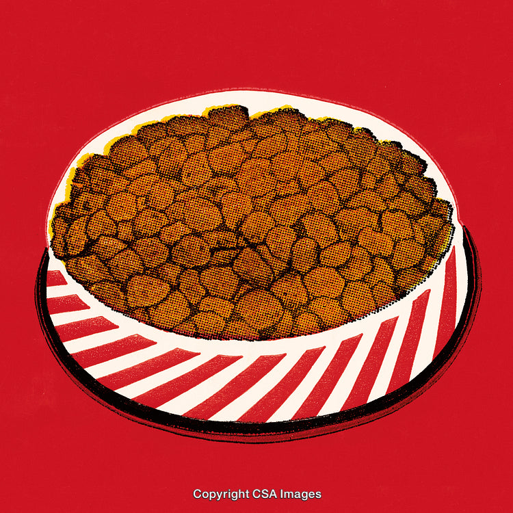 Bowl of Crispy Bites Illustrating Snacks on a Red Background