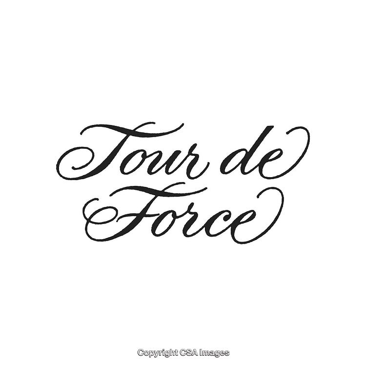 Elegant Calligraphy Artwork Featuring the Phrase 'Tour de Force'