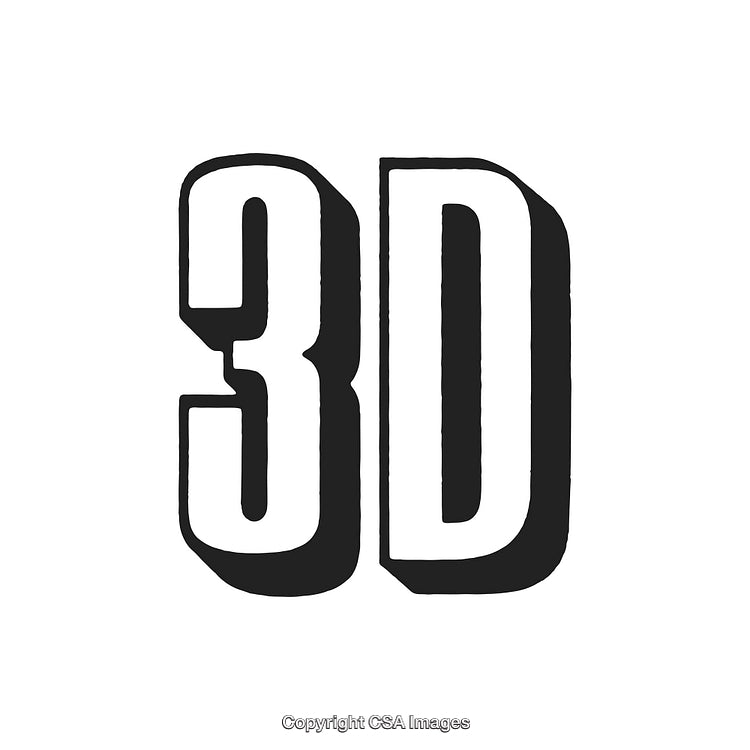 Black and White Illustrated 3D Word Design on White Background
