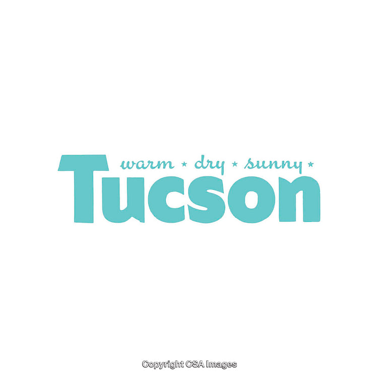 Stylized Tucson Text Highlighting Warm and Sunny Characteristics
