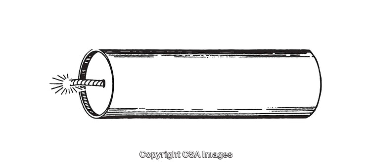 Vintage Dynamite Line Art Illustration with Burning Fuse