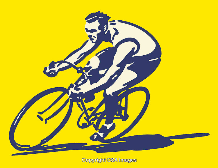 Illustration of a Cyclist in Action With a Yellow Background