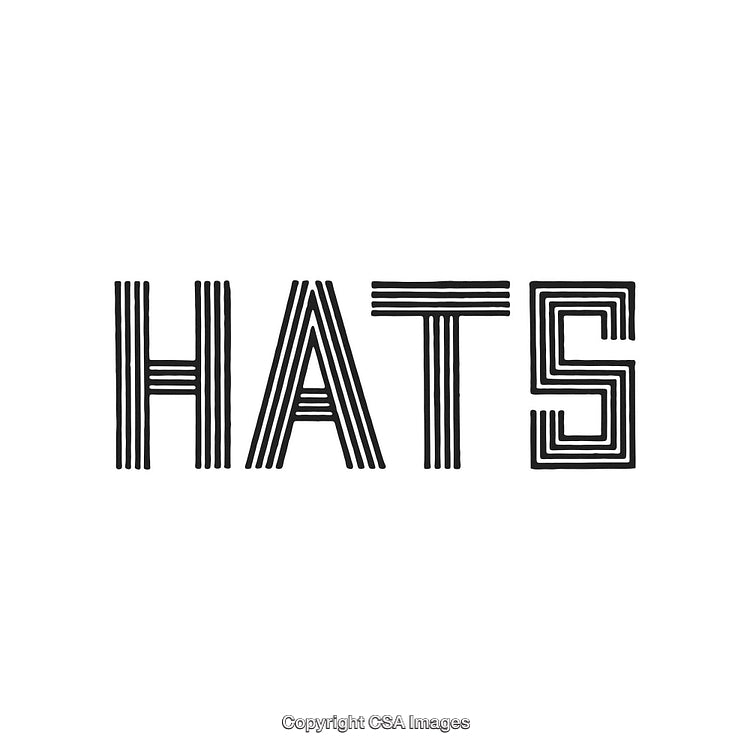 Stylized Text 'HATS' in Black With Linear Design on White Background