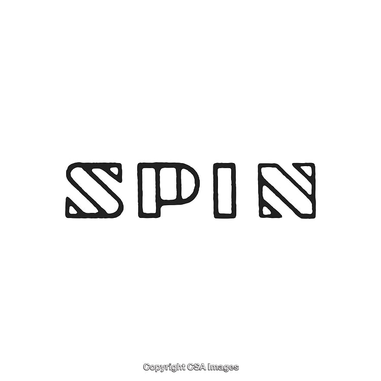Monochromatic Design Featuring the Word 'Spin' in Striped Typeface
