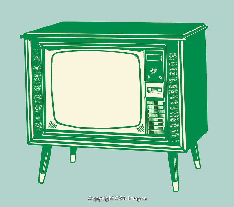 Vintage Green Line Art of a Classic Television