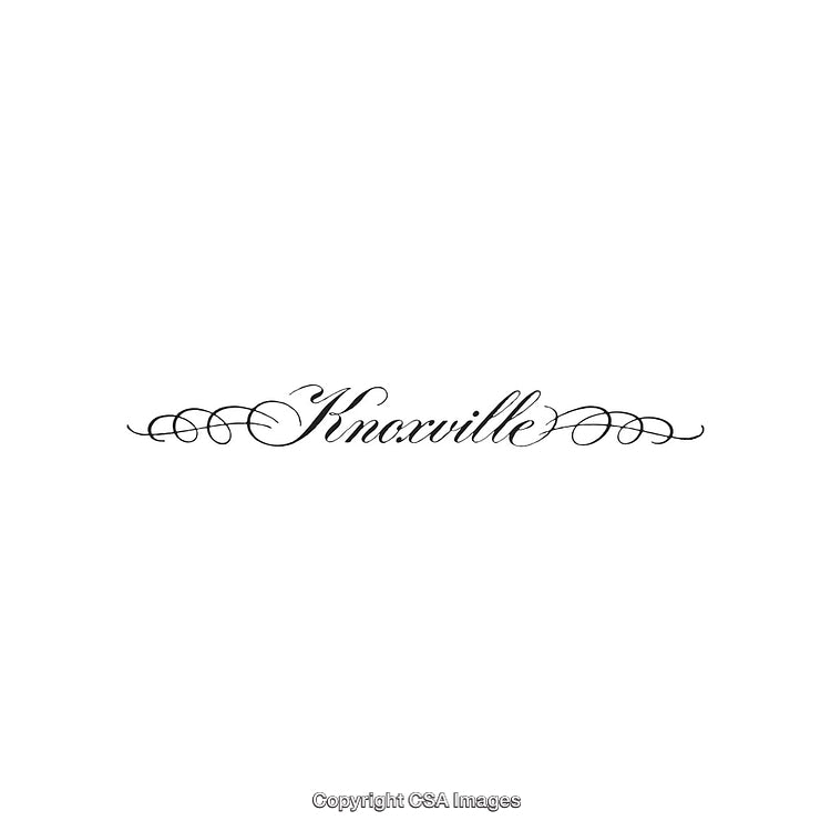 Elegant Script of Knoxville Name Surrounded by Decorative Swirling Ornaments