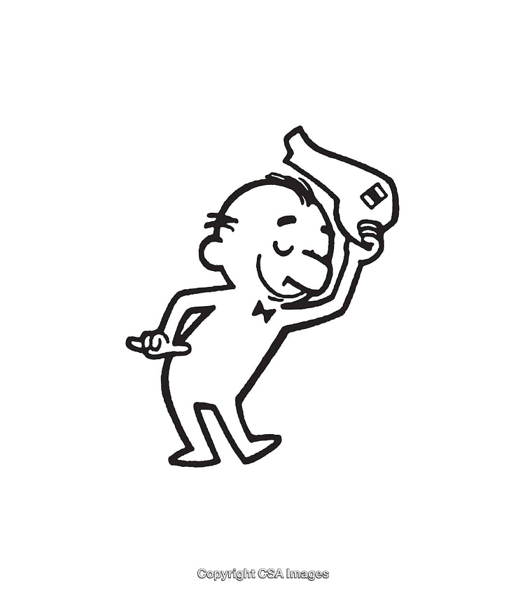 Black And White Line Art of a Man Tipping his Hat