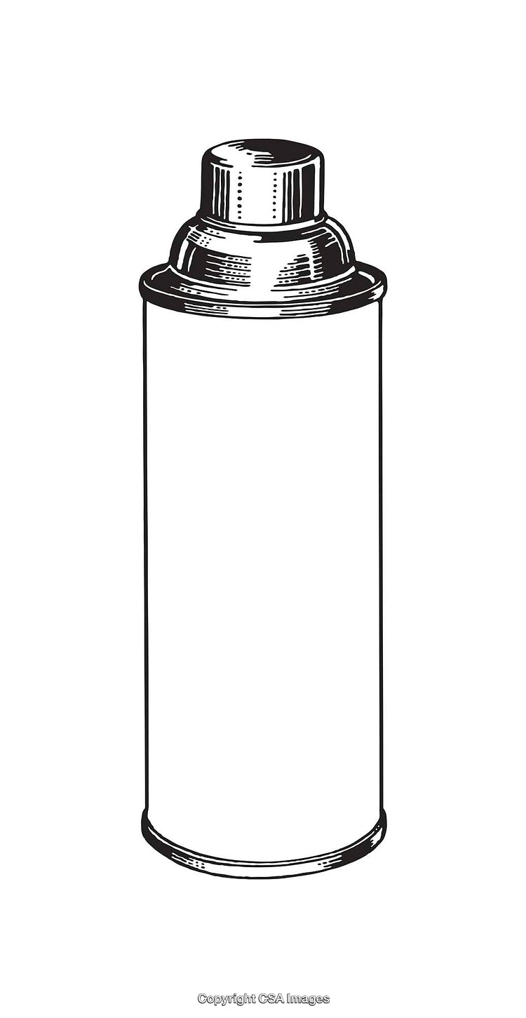 Black and White Line Art of a Spray Can Illustration