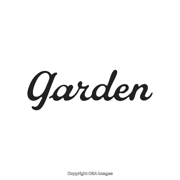 Elegant Script Typography Featuring the Word 'Garden' in Black on White Background