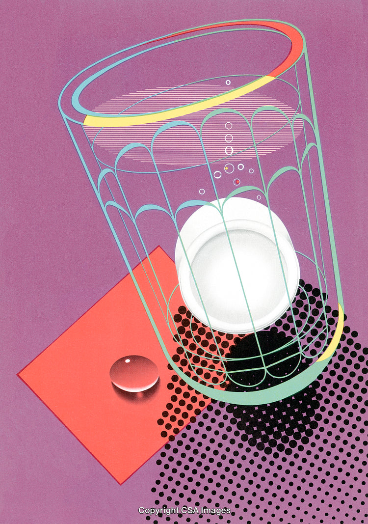 Abstract Geometric Illustration Featuring Shapes and Reflections in Vibrant Colors