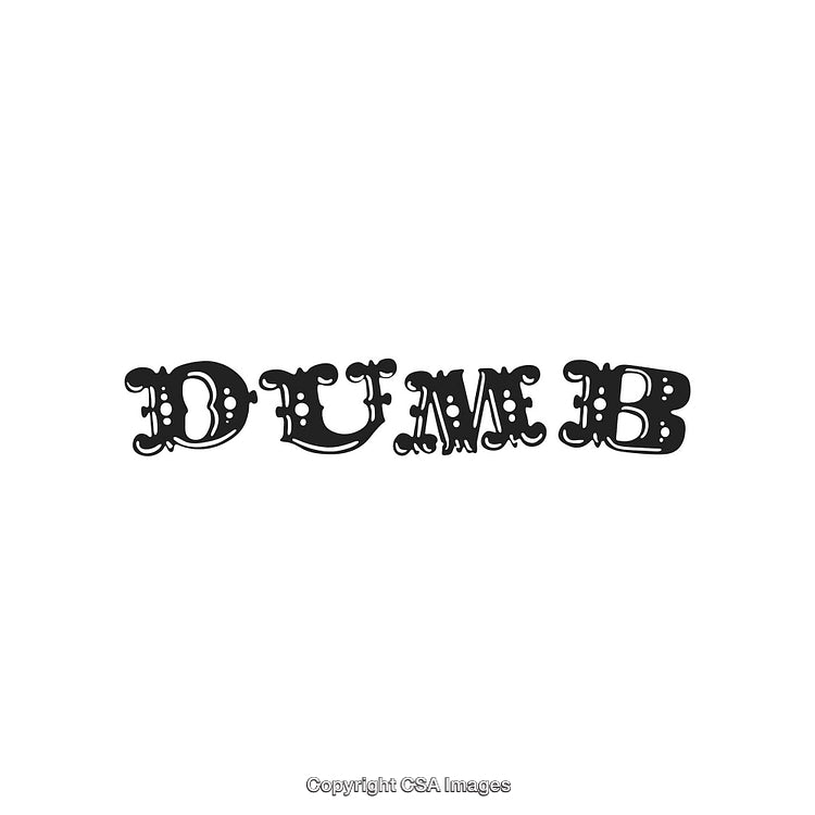 Decorative Bold Lettering Spell Out 'Dumb' in Black on White Background