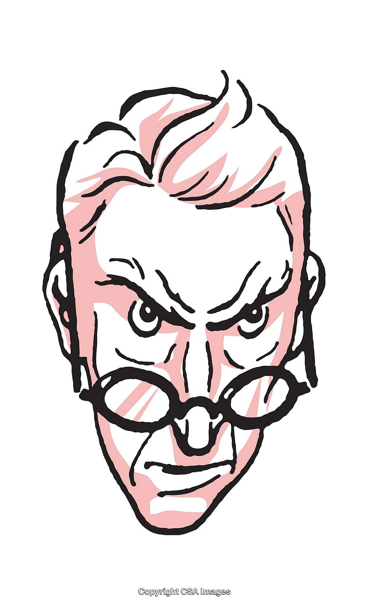 Illustration of an Intense Facial Expression with Glasses and Bold Strokes