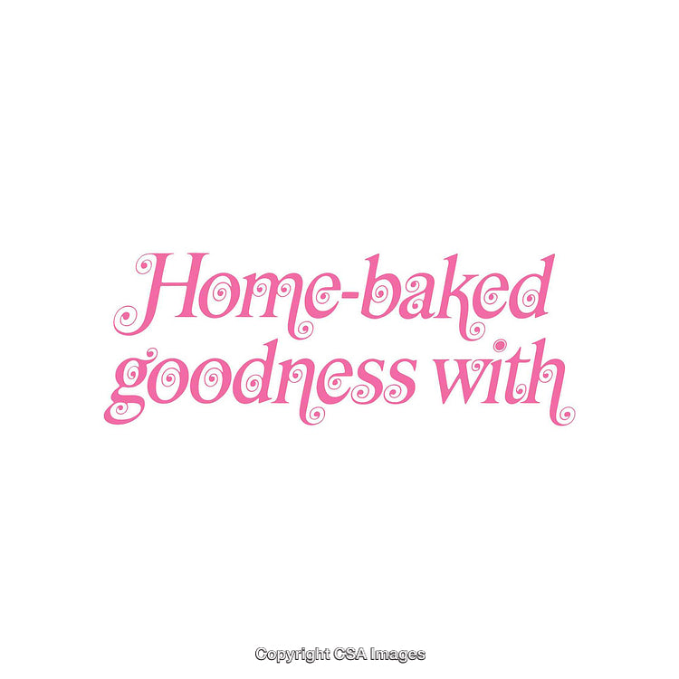 Pink Script Typography Displaying Home-Baked Goodness Theme on White Background