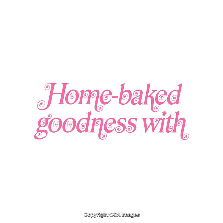 Pink Script Typography Displaying Home-Baked Goodness Theme on White Background