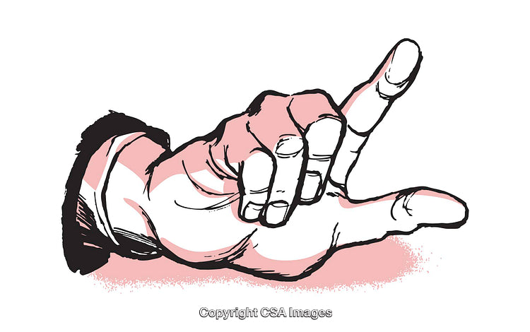 Illustrated Hand Giving Rock On Sign with Pink and White Background
