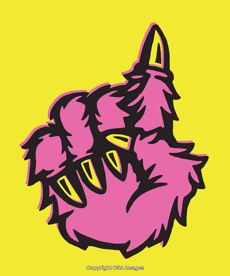Colorful Monster Hand With Sharp Claws on Bright Yellow Background