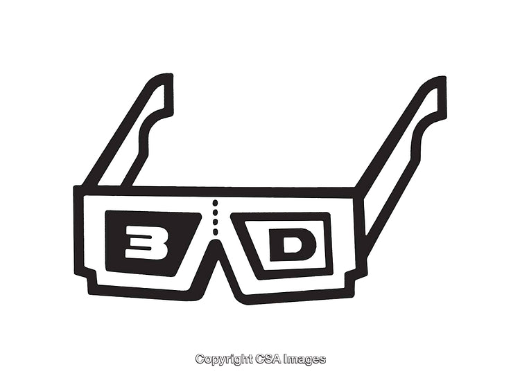 Black and White Icon of 3D Glasses Design