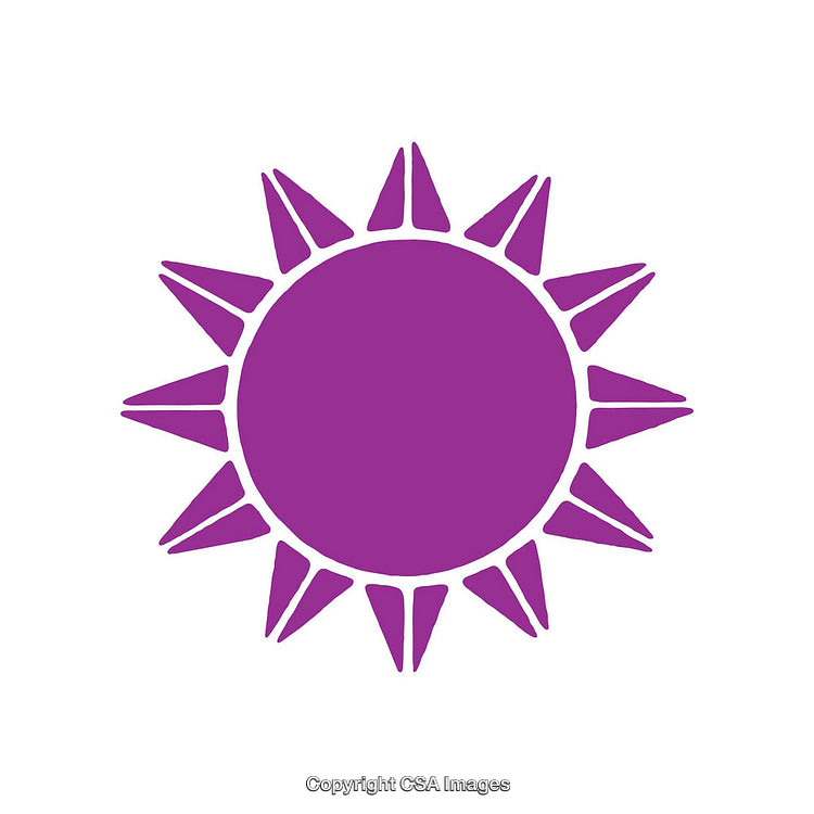 Purple Sun Icon with Sharp Rays on a White Background